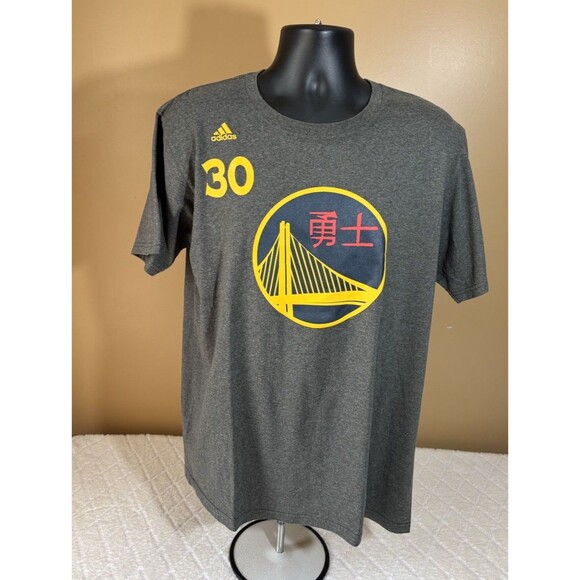 Adidas The Go To Tee Golden St Warriors NBA China Steph Curry #30 2 Sided Size L - Picture 1 of 13